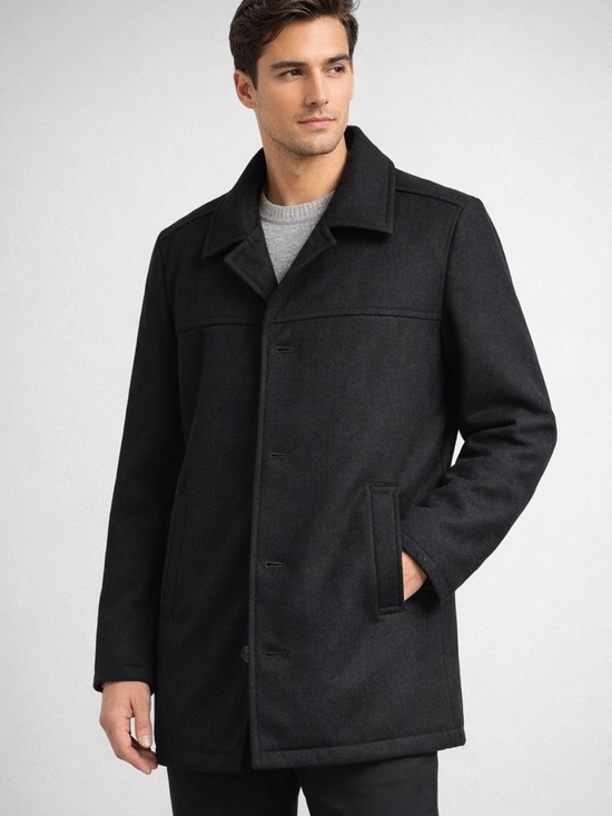 Tommy Hilfiger Other - Tommy Hilfiger Black Wool Blend Coat Men’s Classic Button Front Jacket large